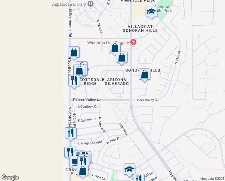 map of restaurants, bars, coffee shops, grocery stores, and more near 124 Duster Road in Scottsdale