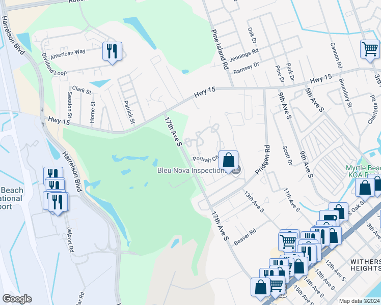 map of restaurants, bars, coffee shops, grocery stores, and more near 1002 Portico Loop in Myrtle Beach