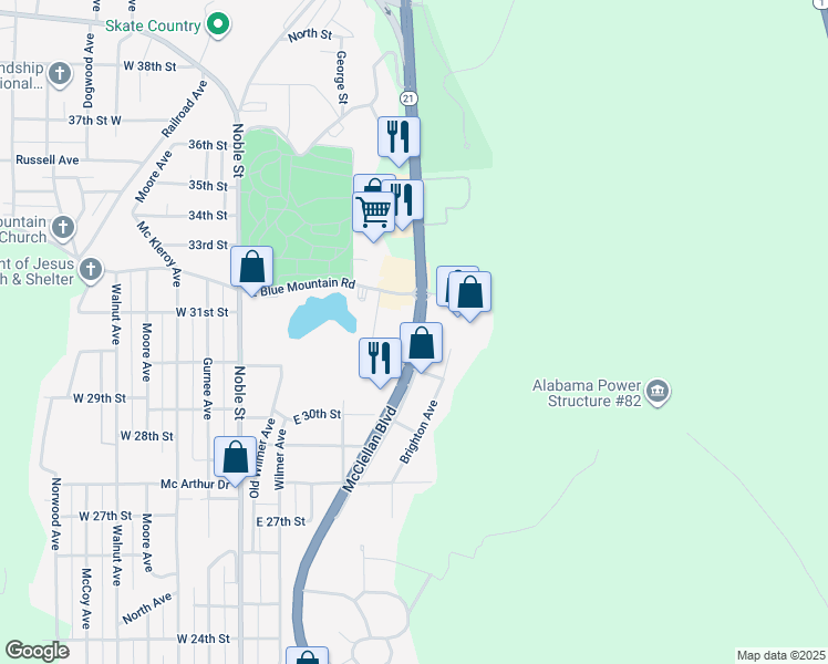 map of restaurants, bars, coffee shops, grocery stores, and more near in Anniston