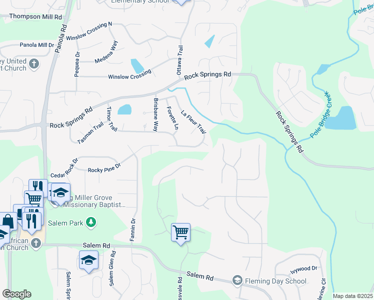 map of restaurants, bars, coffee shops, grocery stores, and more near 5533 La Fleur Trail in Stonecrest