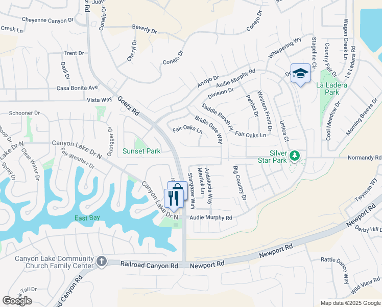 map of restaurants, bars, coffee shops, grocery stores, and more near 24406 Montgomery Way in Menifee