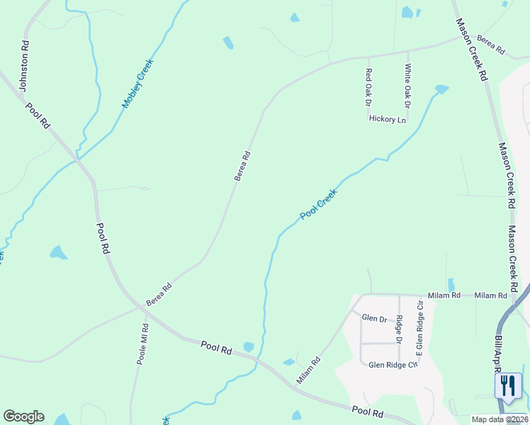 map of restaurants, bars, coffee shops, grocery stores, and more near 7537 Berea Road in Winston