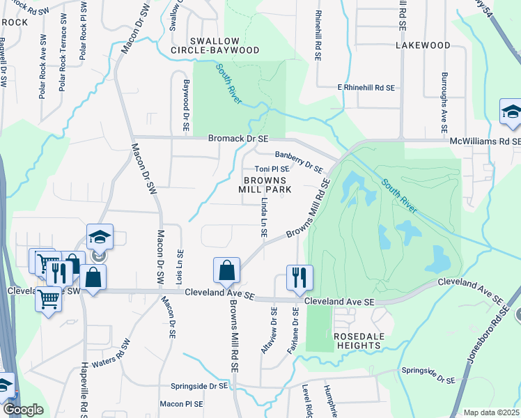 map of restaurants, bars, coffee shops, grocery stores, and more near in Atlanta