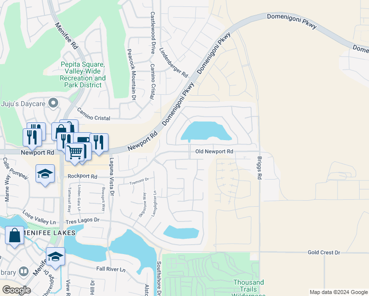map of restaurants, bars, coffee shops, grocery stores, and more near 29623 Tierra Shores Lane in Menifee