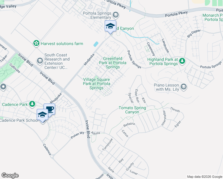 map of restaurants, bars, coffee shops, grocery stores, and more near 96 Outwest in Trabuco Canyon