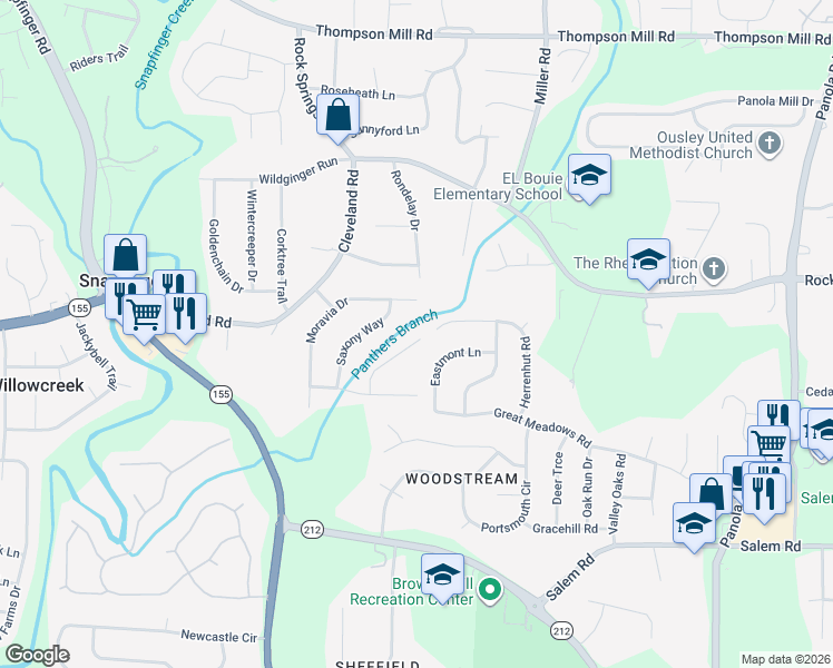 map of restaurants, bars, coffee shops, grocery stores, and more near 3328 Herrenhut Road in Stonecrest