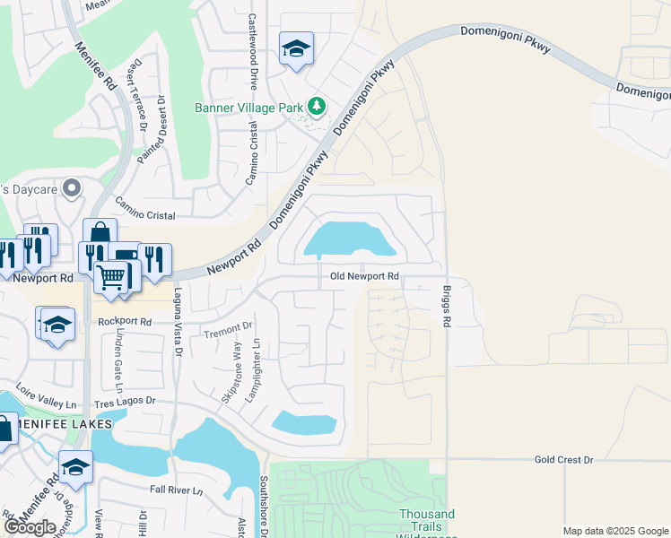 map of restaurants, bars, coffee shops, grocery stores, and more near 29693 Tierra Shores Lane in Menifee