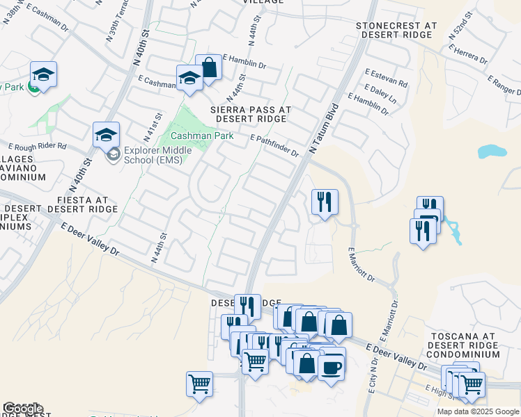 map of restaurants, bars, coffee shops, grocery stores, and more near 4712 East Swilling Road in Phoenix