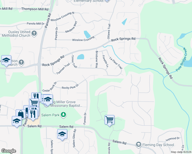 map of restaurants, bars, coffee shops, grocery stores, and more near 5467 Rocky Pine Drive in Stonecrest