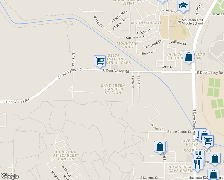 map of restaurants, bars, coffee shops, grocery stores, and more near 1855 East Deer Valley Road in Phoenix