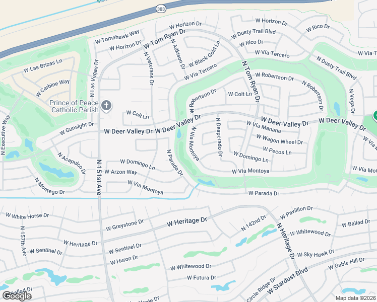 map of restaurants, bars, coffee shops, grocery stores, and more near 22116 North Vía Montoya in Sun City West