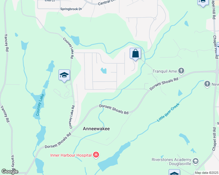 map of restaurants, bars, coffee shops, grocery stores, and more near 4755 Smokestone Drive in Douglasville
