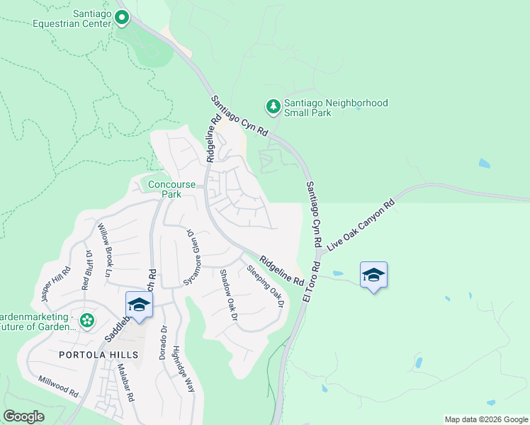 map of restaurants, bars, coffee shops, grocery stores, and more near 19033 Canyon Terrace Drive in Trabuco Canyon