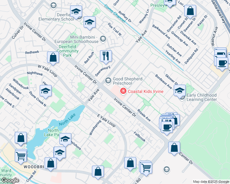 map of restaurants, bars, coffee shops, grocery stores, and more near 4902 Irvine Center Drive in Irvine