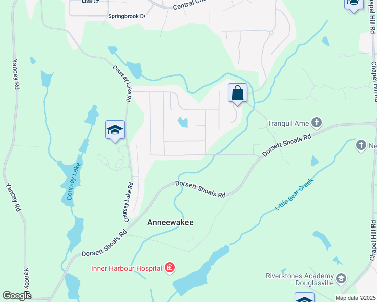 map of restaurants, bars, coffee shops, grocery stores, and more near 4765 Smokestone Drive in Douglasville