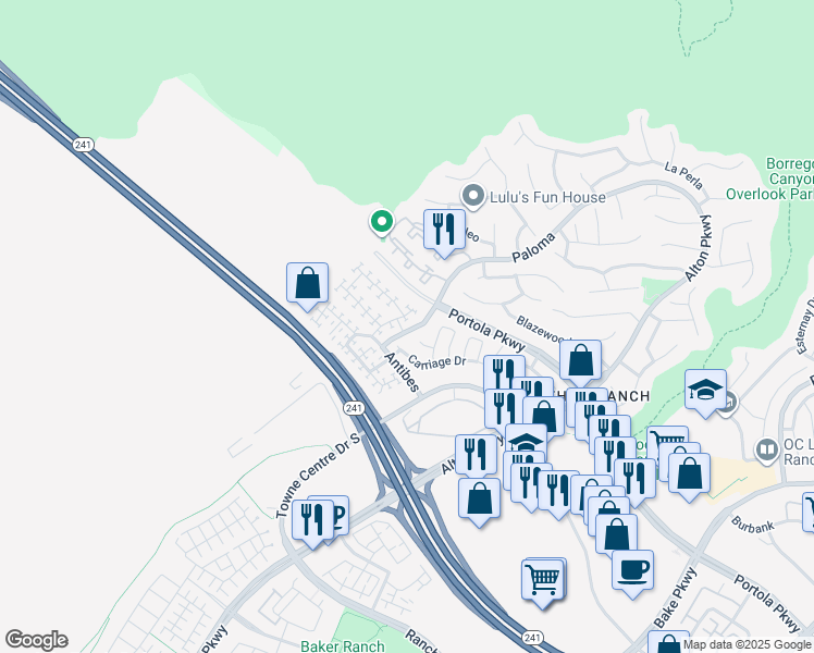 map of restaurants, bars, coffee shops, grocery stores, and more near 36 Paloma in Lake Forest