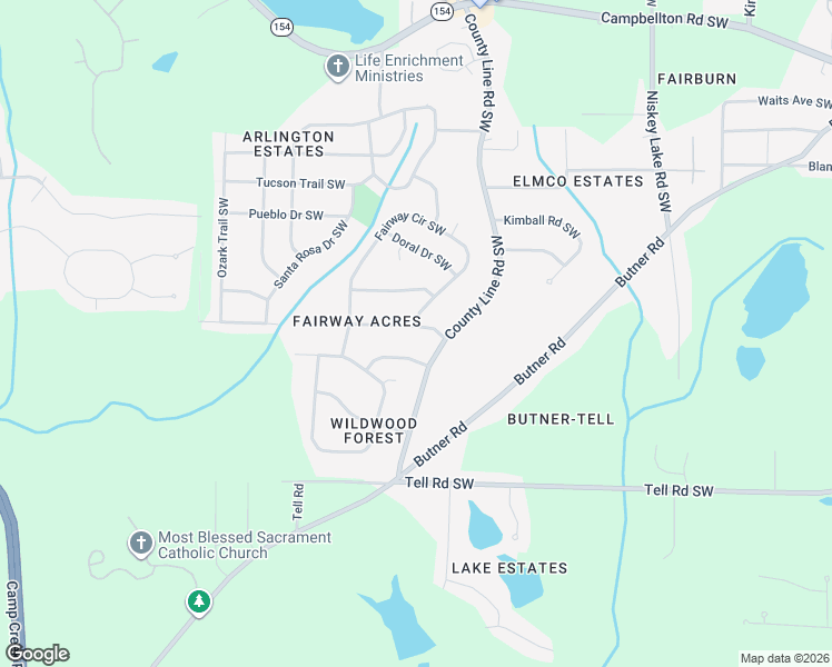 map of restaurants, bars, coffee shops, grocery stores, and more near 4548 Sahara Drive Southwest in Atlanta