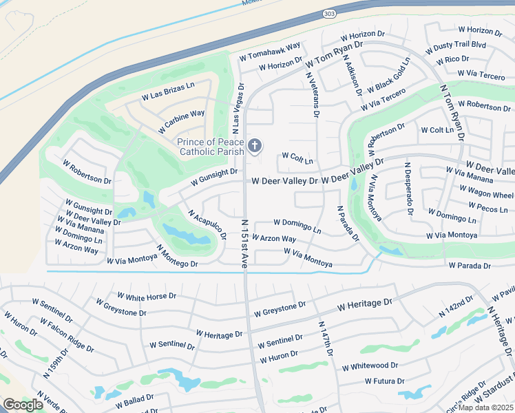 map of restaurants, bars, coffee shops, grocery stores, and more near 21739 North 151st Avenue in Sun City West