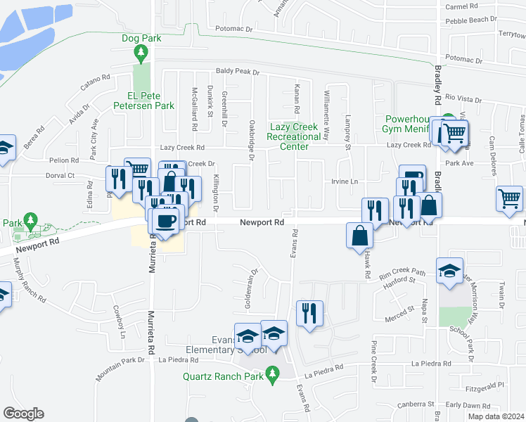 map of restaurants, bars, coffee shops, grocery stores, and more near 29973 Sun Country Lane in Menifee