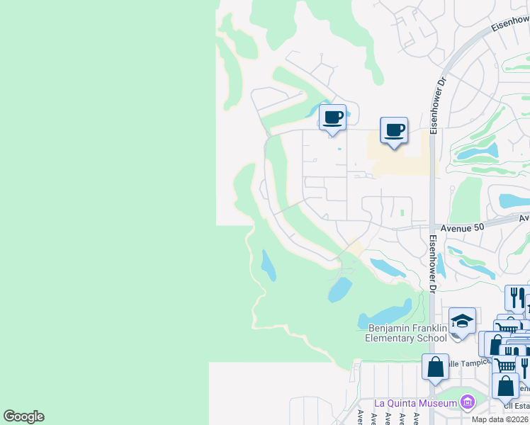 map of restaurants, bars, coffee shops, grocery stores, and more near 76900 Avenue Fernando in La Quinta