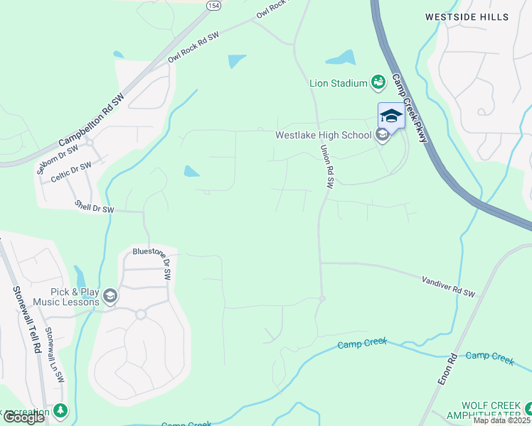 map of restaurants, bars, coffee shops, grocery stores, and more near 455 Waterway Drive Southwest in Atlanta
