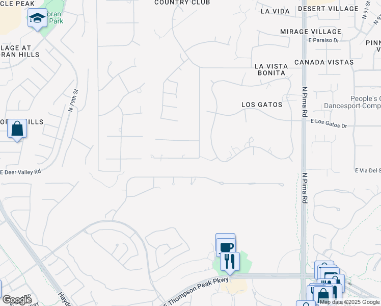 map of restaurants, bars, coffee shops, grocery stores, and more near 8350 East Via Del Sol Drive in Scottsdale