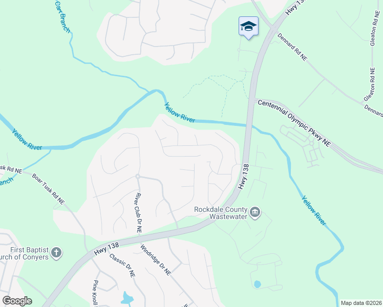 map of restaurants, bars, coffee shops, grocery stores, and more near 2709 Potters Walk in Conyers