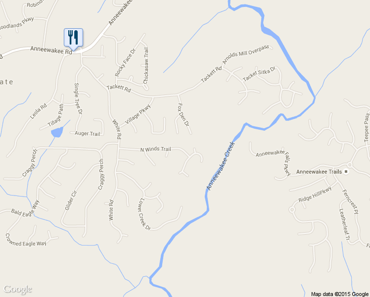 map of restaurants, bars, coffee shops, grocery stores, and more near 3280 North Winds Trail in Douglasville