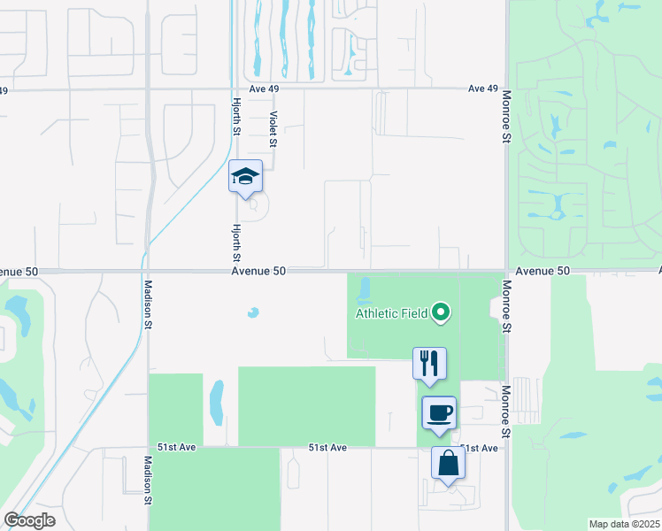 map of restaurants, bars, coffee shops, grocery stores, and more near 81514 Avenue 50 in Indio