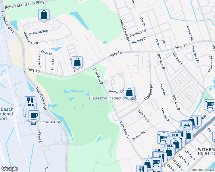 map of restaurants, bars, coffee shops, grocery stores, and more near 1002 Portico Loop in Myrtle Beach