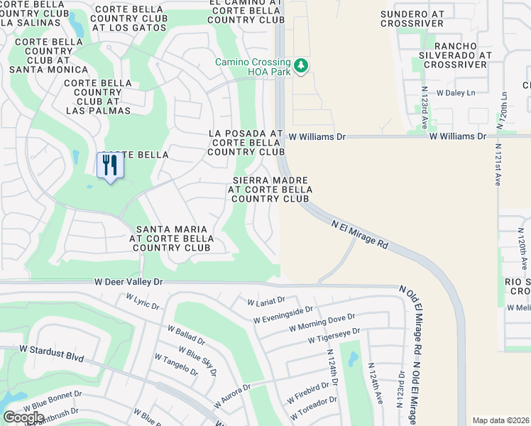 map of restaurants, bars, coffee shops, grocery stores, and more near 22124 North Arrellaga Drive in Sun City West