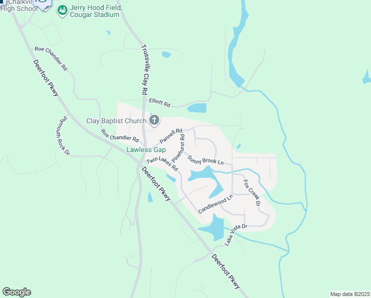 map of restaurants, bars, coffee shops, grocery stores, and more near 101 Sunny Brook Lane in Trussville