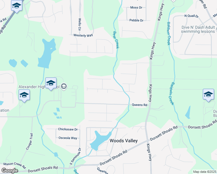 map of restaurants, bars, coffee shops, grocery stores, and more near 6275 South Skyline Drive in Douglasville