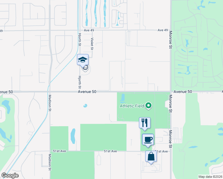 map of restaurants, bars, coffee shops, grocery stores, and more near 81514 Avenue 50 in Indio