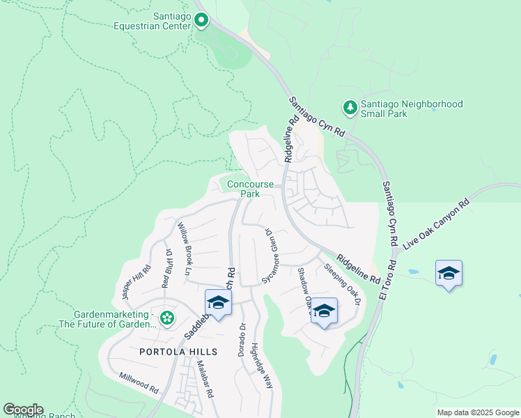 map of restaurants, bars, coffee shops, grocery stores, and more near 19041 Wildwood Circle in Trabuco Canyon