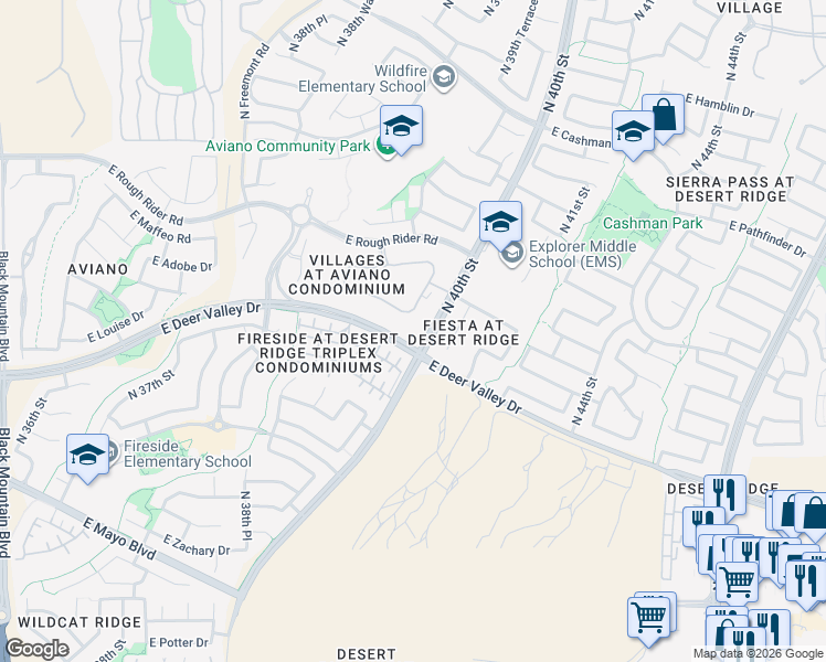 map of restaurants, bars, coffee shops, grocery stores, and more near 21830 North 40th Place in Phoenix