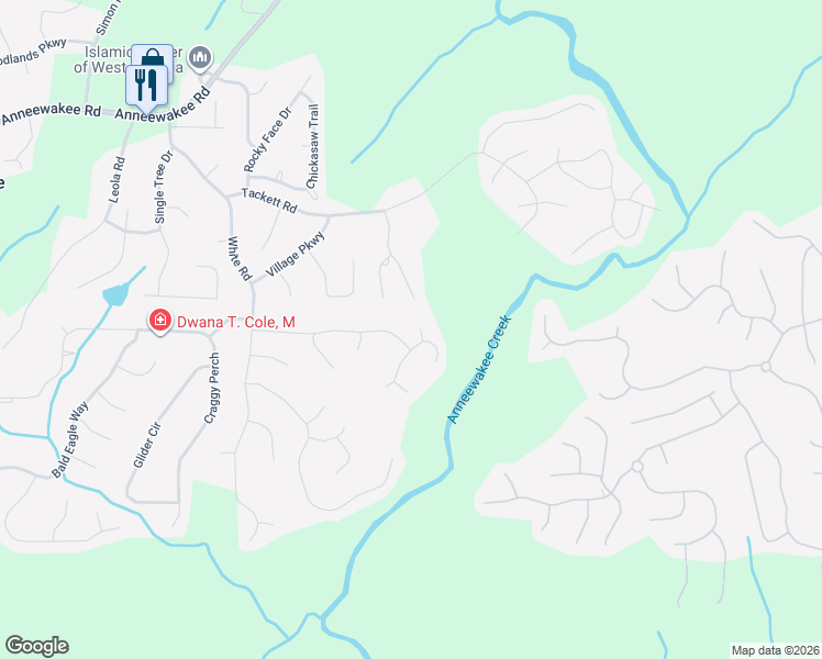 map of restaurants, bars, coffee shops, grocery stores, and more near 3280 North Winds Trail in Douglasville