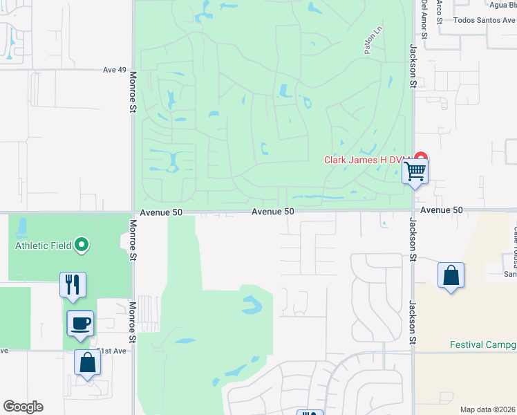 map of restaurants, bars, coffee shops, grocery stores, and more near 49841 Skylar Way in Indio