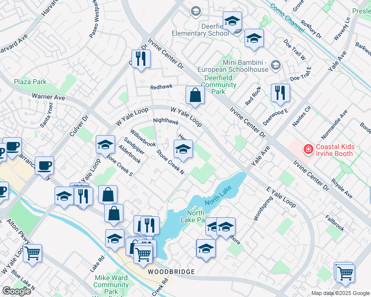 map of restaurants, bars, coffee shops, grocery stores, and more near 29 Sandstone in Irvine