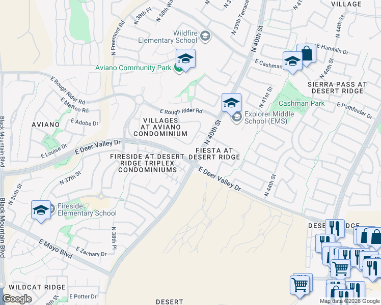 map of restaurants, bars, coffee shops, grocery stores, and more near 21830 North 40th Place in Phoenix