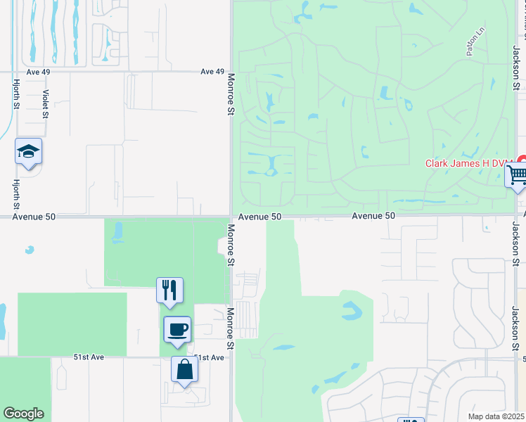 map of restaurants, bars, coffee shops, grocery stores, and more near 82151 Burton Avenue in Indio