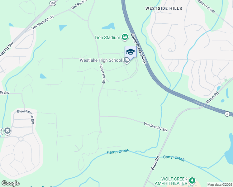 map of restaurants, bars, coffee shops, grocery stores, and more near 205 Pebblecreek Place Southwest in Atlanta
