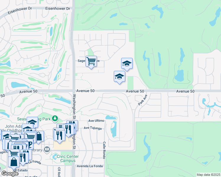 map of restaurants, bars, coffee shops, grocery stores, and more near 78900 Park Avenue in La Quinta