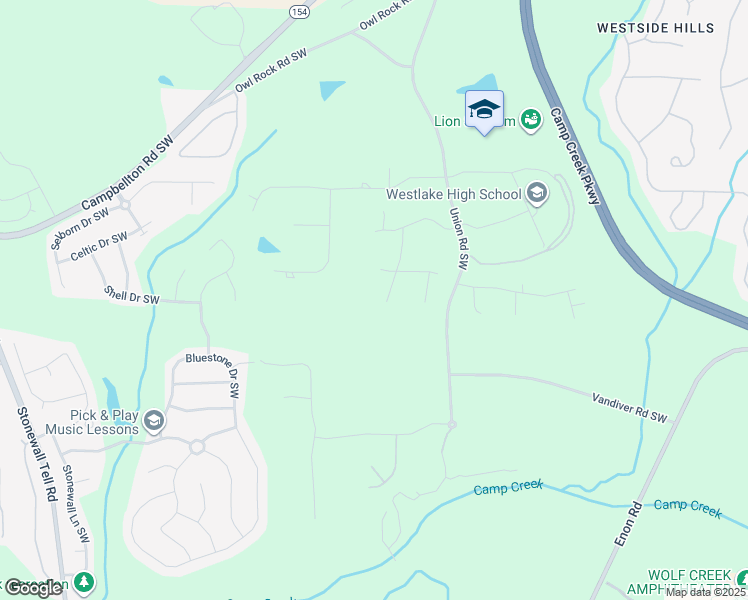 map of restaurants, bars, coffee shops, grocery stores, and more near 455 Waterway Drive Southwest in Atlanta