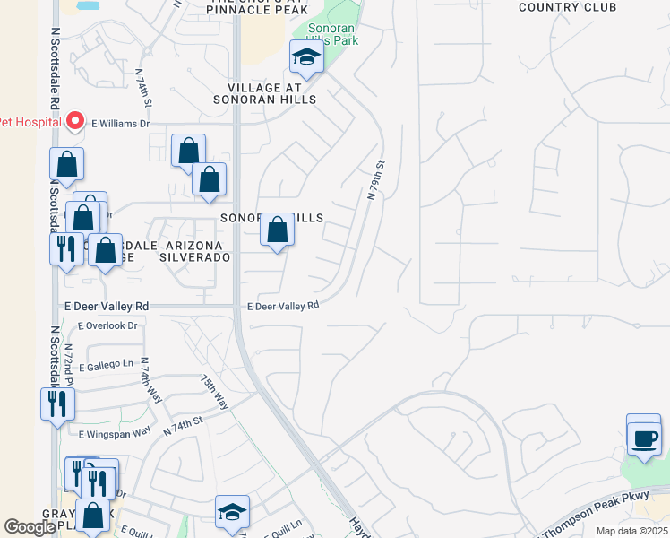 map of restaurants, bars, coffee shops, grocery stores, and more near 7791 East San Fernando Drive in Scottsdale