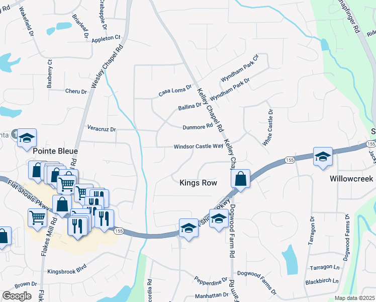 map of restaurants, bars, coffee shops, grocery stores, and more near 3343 Charlemagne Drive in Decatur