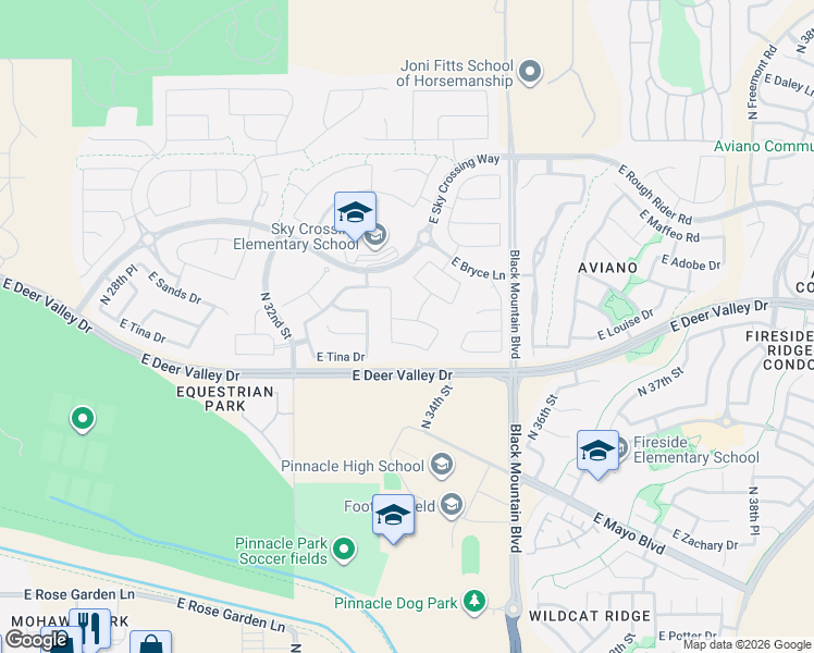 map of restaurants, bars, coffee shops, grocery stores, and more near 4306 East Tina Drive in Phoenix