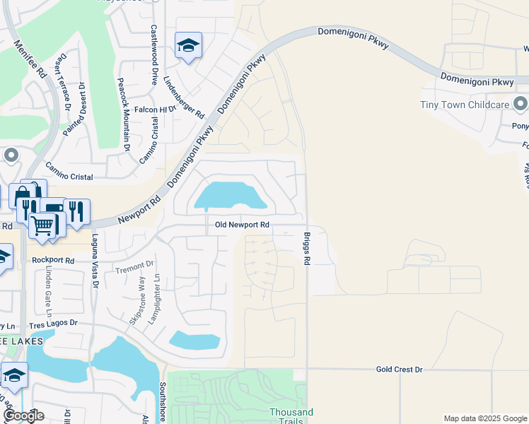 map of restaurants, bars, coffee shops, grocery stores, and more near 29848 Tierra Shores Lane in Menifee