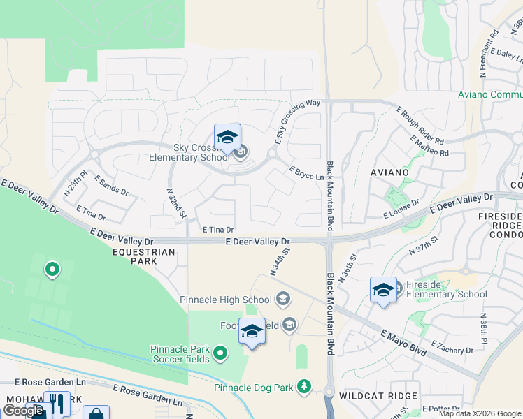 map of restaurants, bars, coffee shops, grocery stores, and more near 4306 East Tina Drive in Phoenix