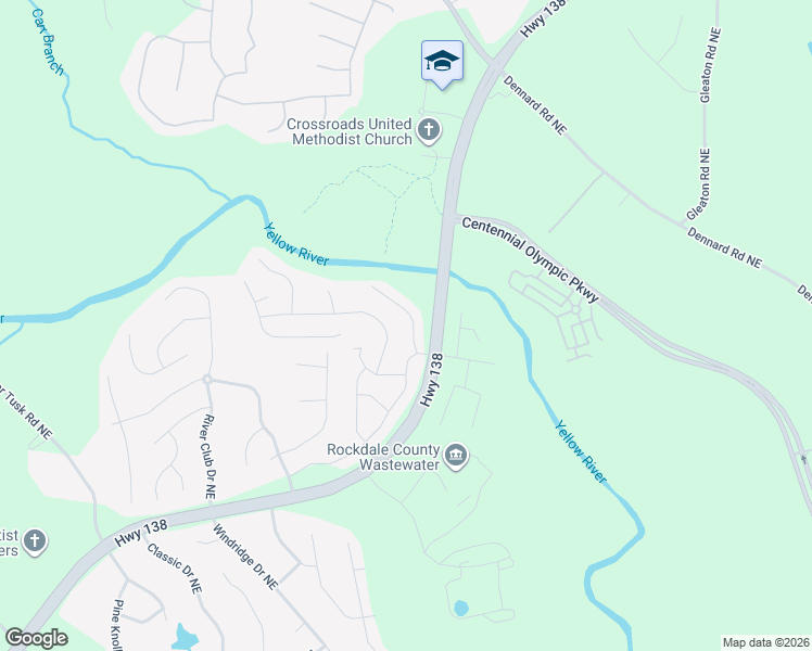map of restaurants, bars, coffee shops, grocery stores, and more near 2108 Farmdale Court Northeast in Conyers